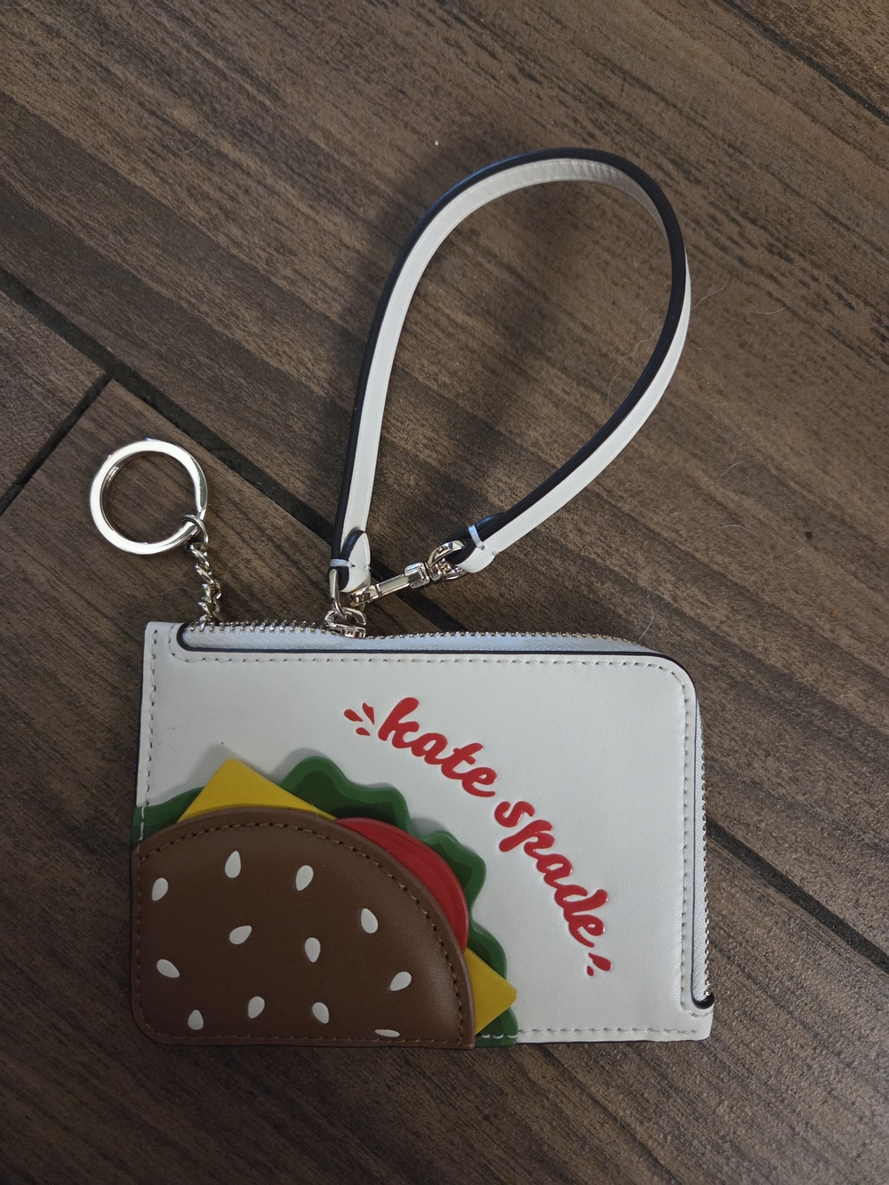 Kate Spade New York Novelty Cheeseburger Leather L-Zip Wristlet & Card Holder